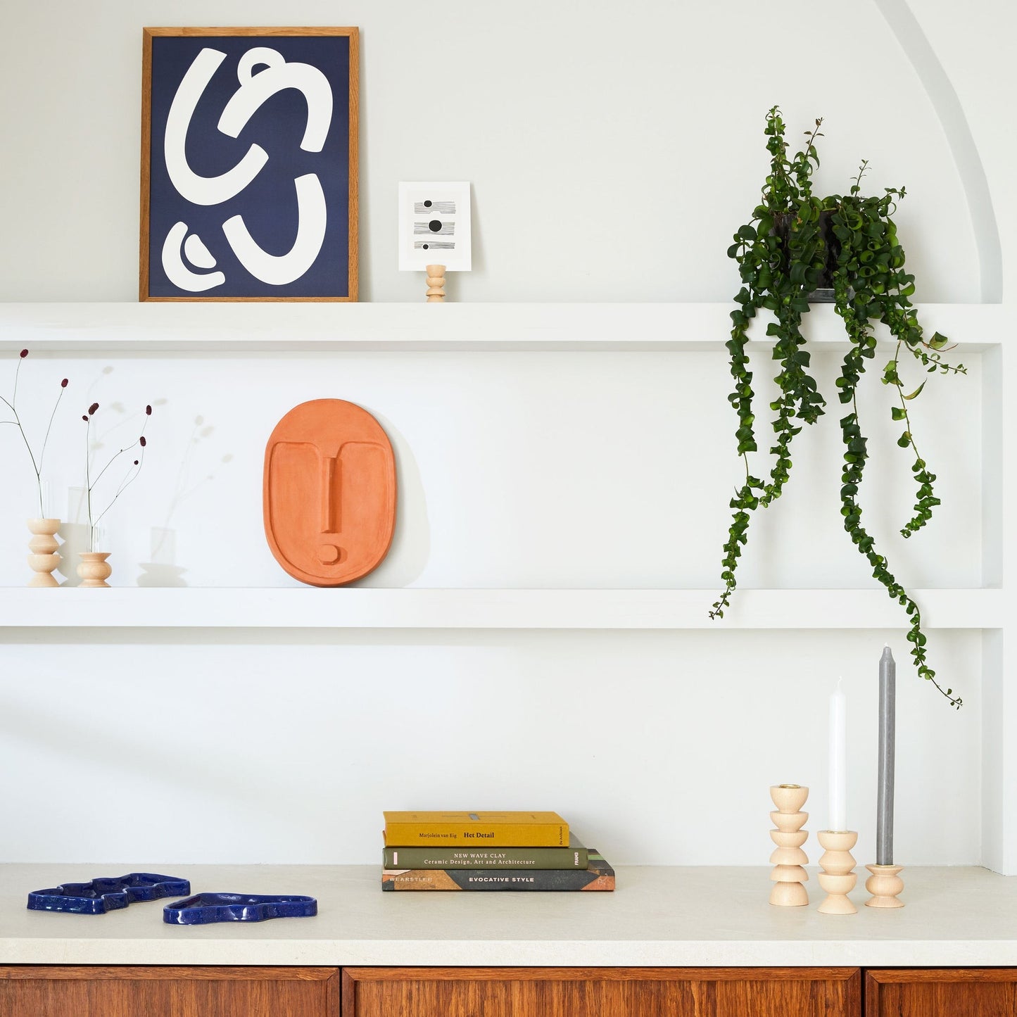 Ceramic Wall Mask – Textured Terracotta Orange