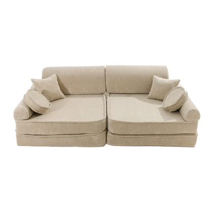 Large Modular Sofa for Kids - Premium Corduroy Ecru