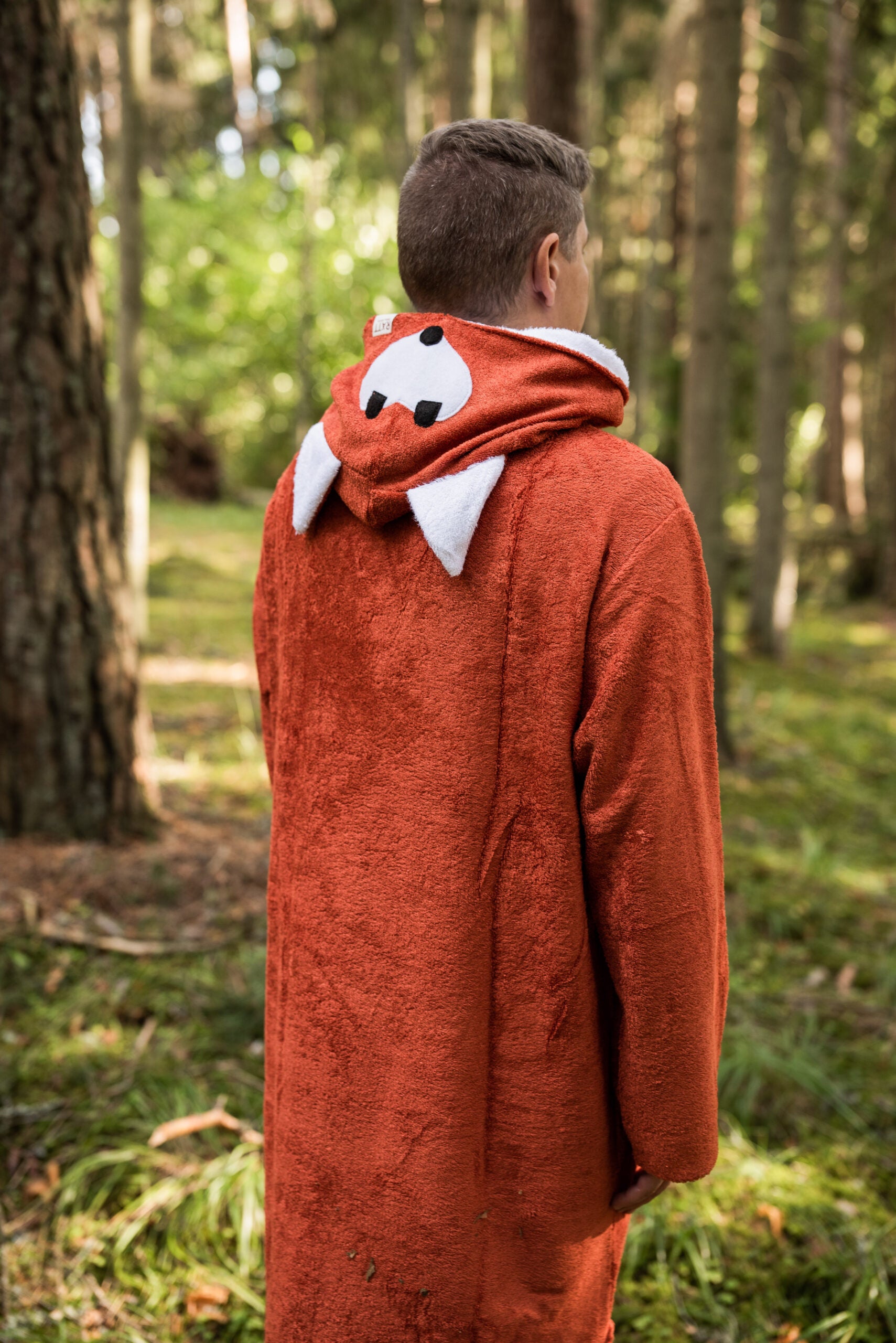 Long-Sleeve Poncho FOX for Adults - Bamboo Terry