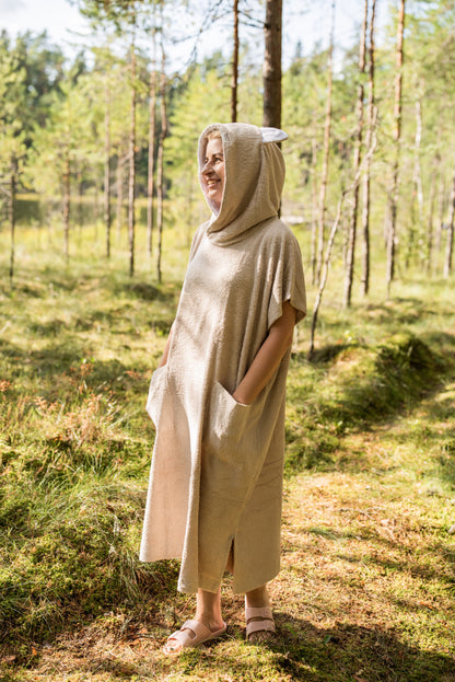 Short-Sleeve Poncho TEDDY for Adults - Bamboo Terry