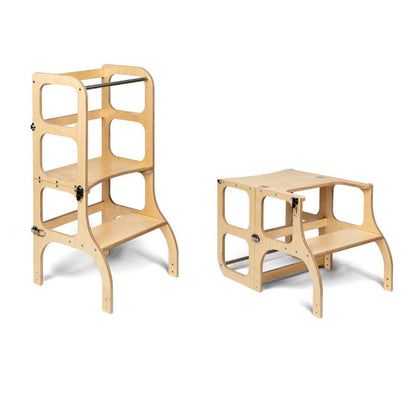 STEP'n'SIT® Convertible 2-in-1 Helper Tower/Table - Natural wood