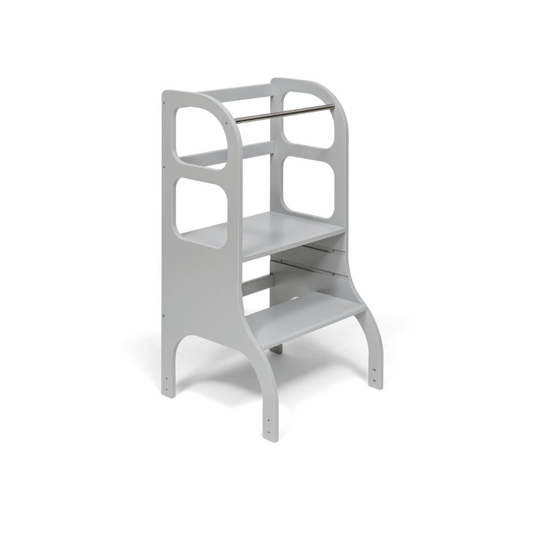 STEP UP Adjustable Height Helper Tower With Suppport Legs - Grey