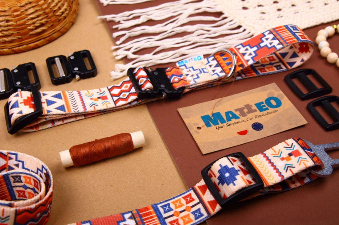 Dog Collar With a Plastic Buckle - Boho