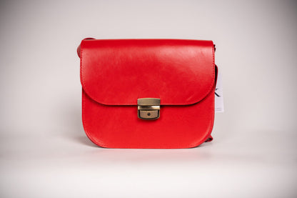 Natural Leather Saddle Bag Large – Red