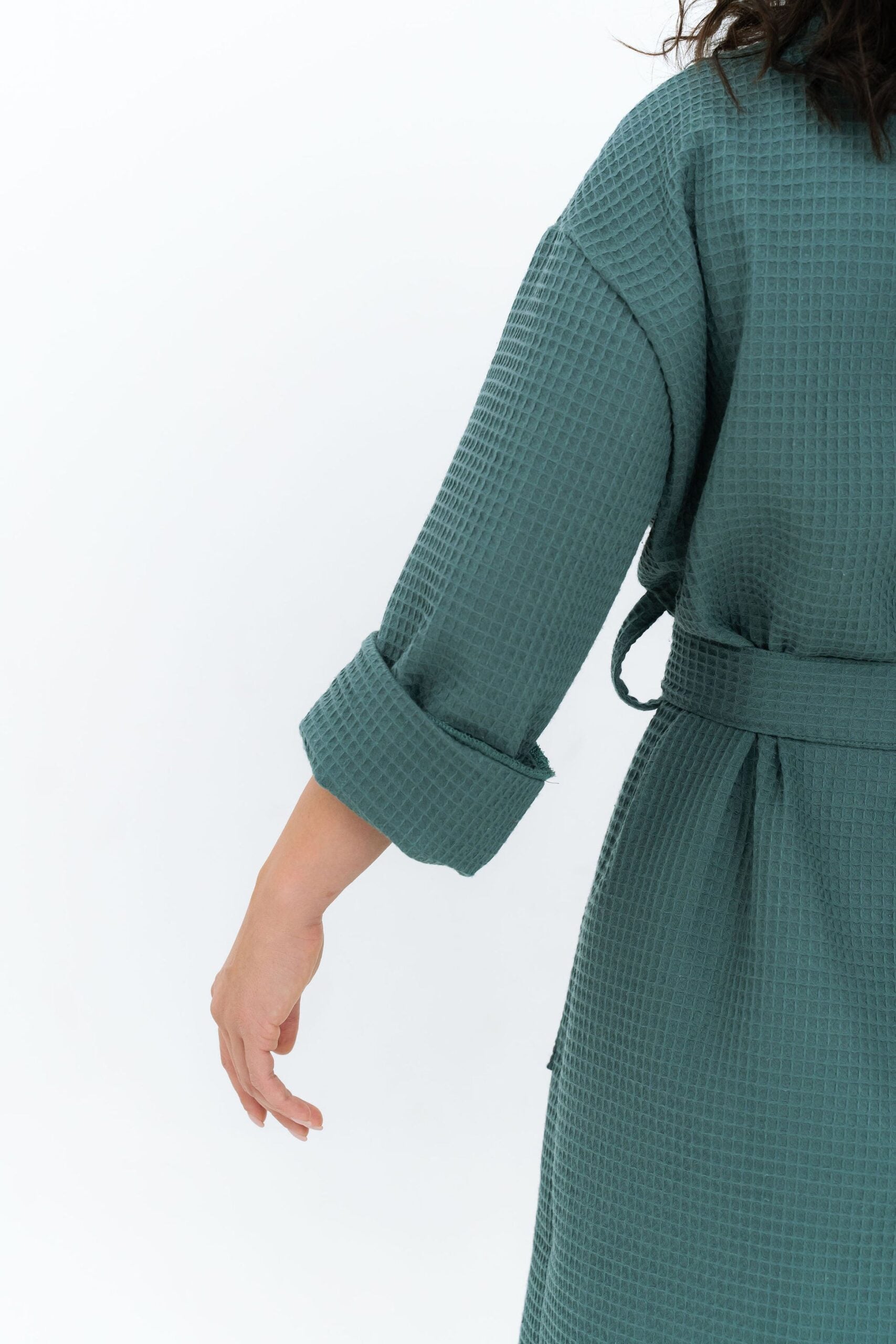Long Waffle Fabric Robe for Women
