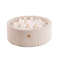 Round Ball Pit with 200 Pearl balls, 90x30cm - Velvet Ecru