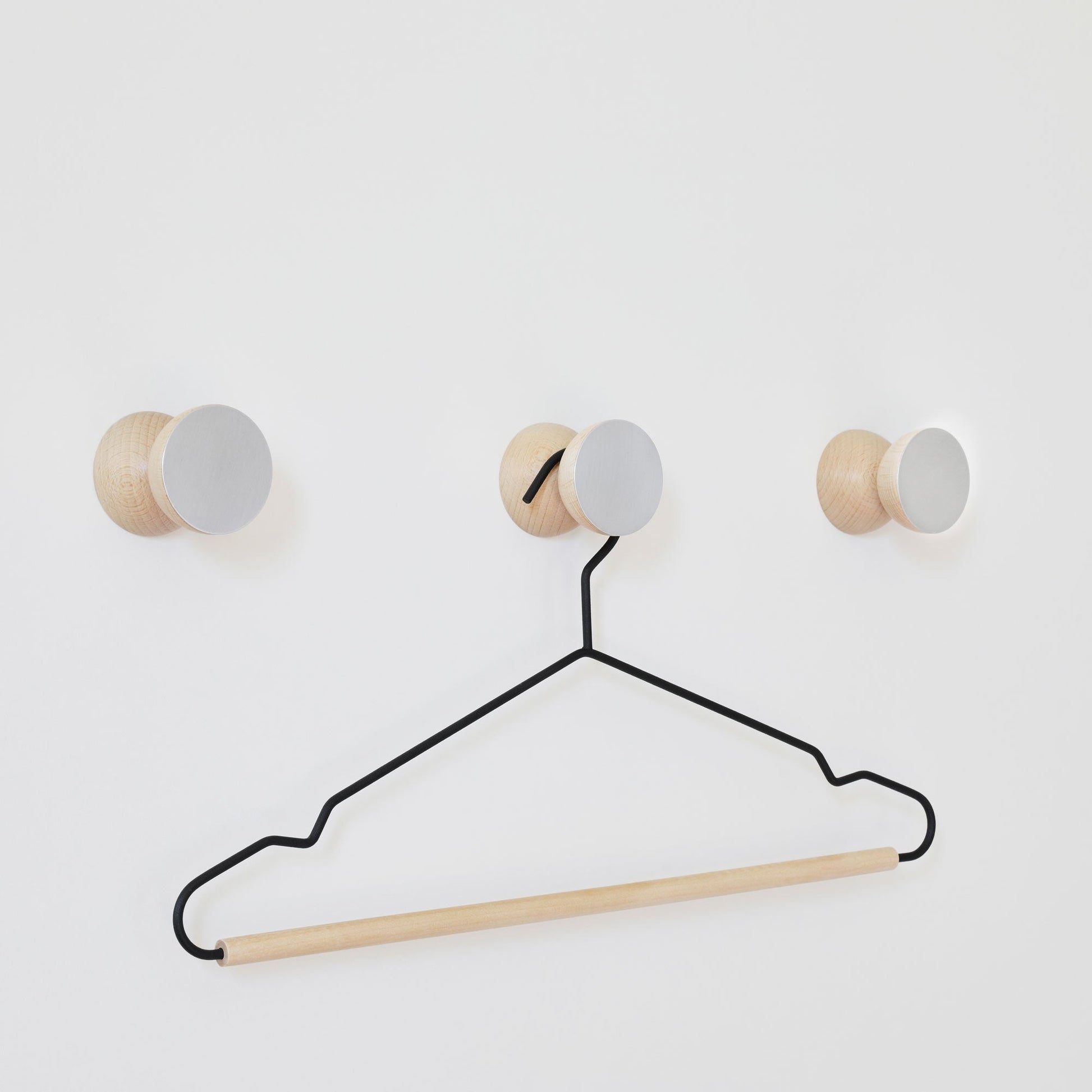 Beech Wood & Aluminium Wall Hook / Knob