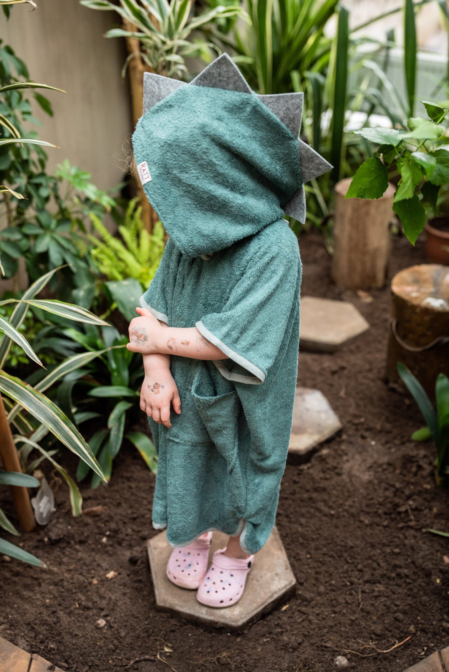 Short-Sleeve Poncho DINOSAUR - For KIDS (Size 122-150)