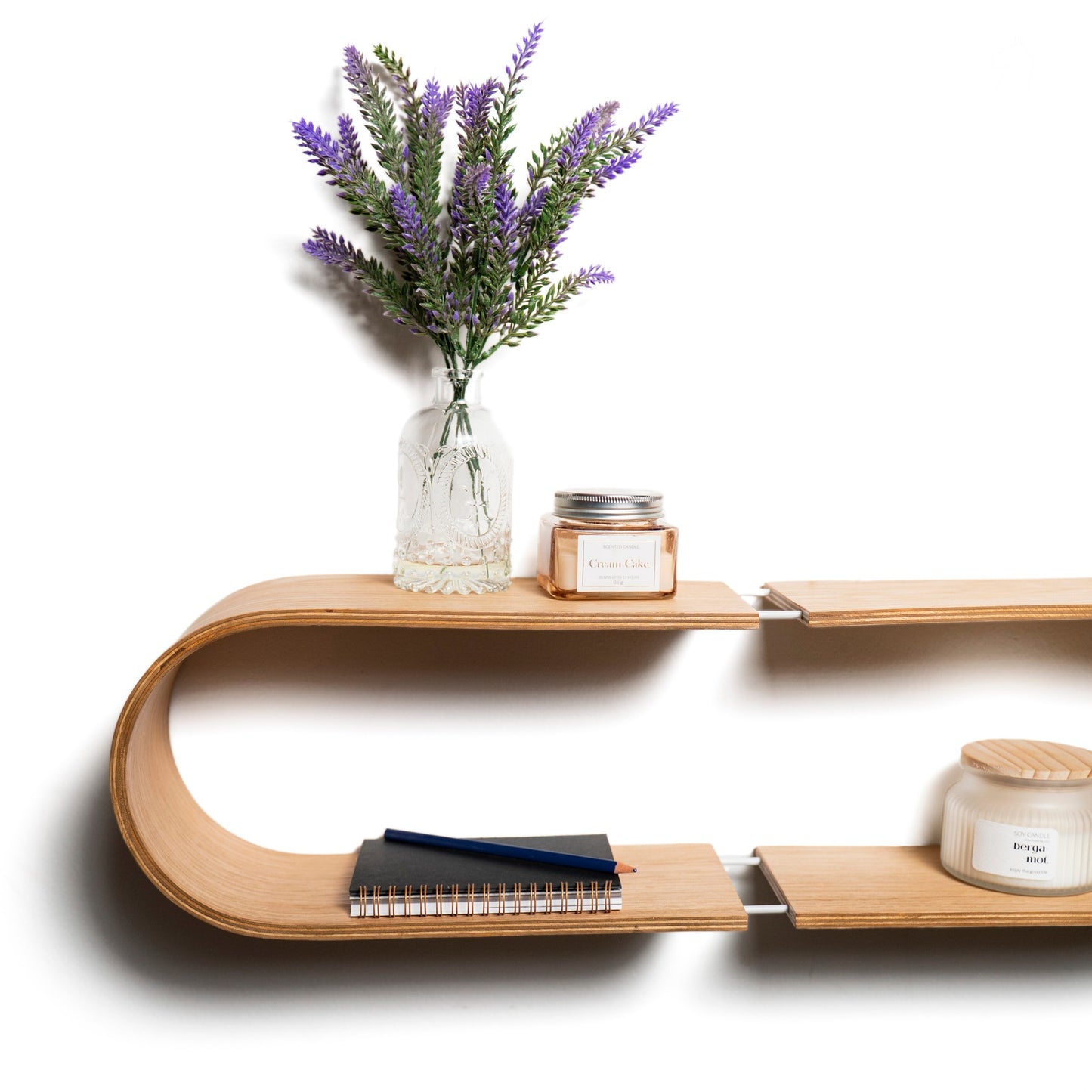 Floating Wooden Wall Shelf - Oval