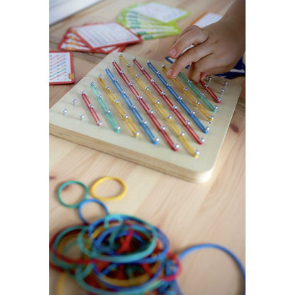 Geoplan on Rubber Bands Wooden Puzzle, 69 pcs