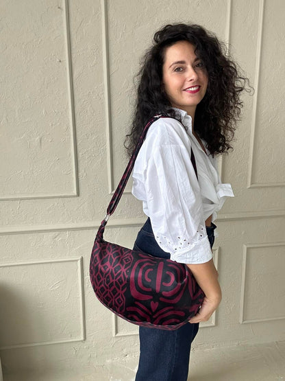 Hobo Bag - Burgundy Pattern