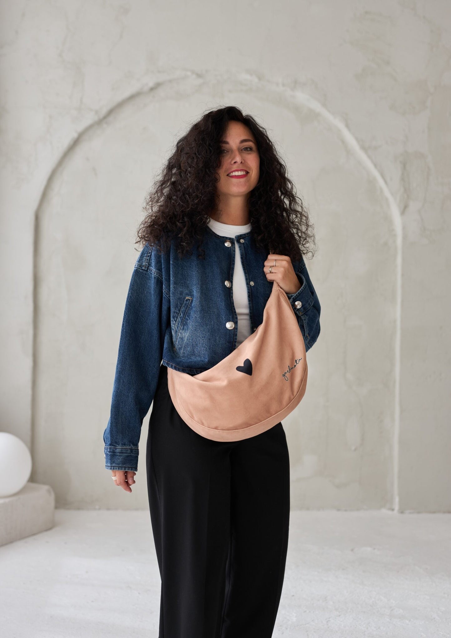 Hobo Bag Heart - Cream