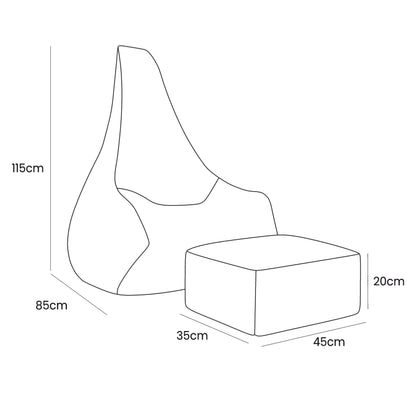 Tearo: Bean Bag + Footrest for Little Loungers - Taupe