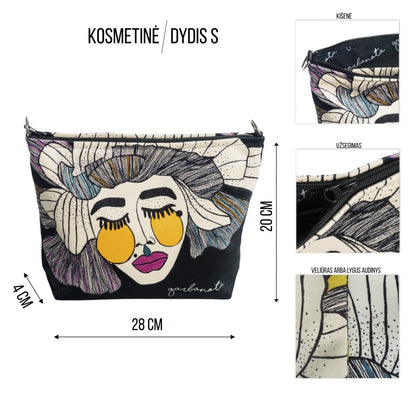 MAKEUP BAG / POUCH ROSE - BLACK