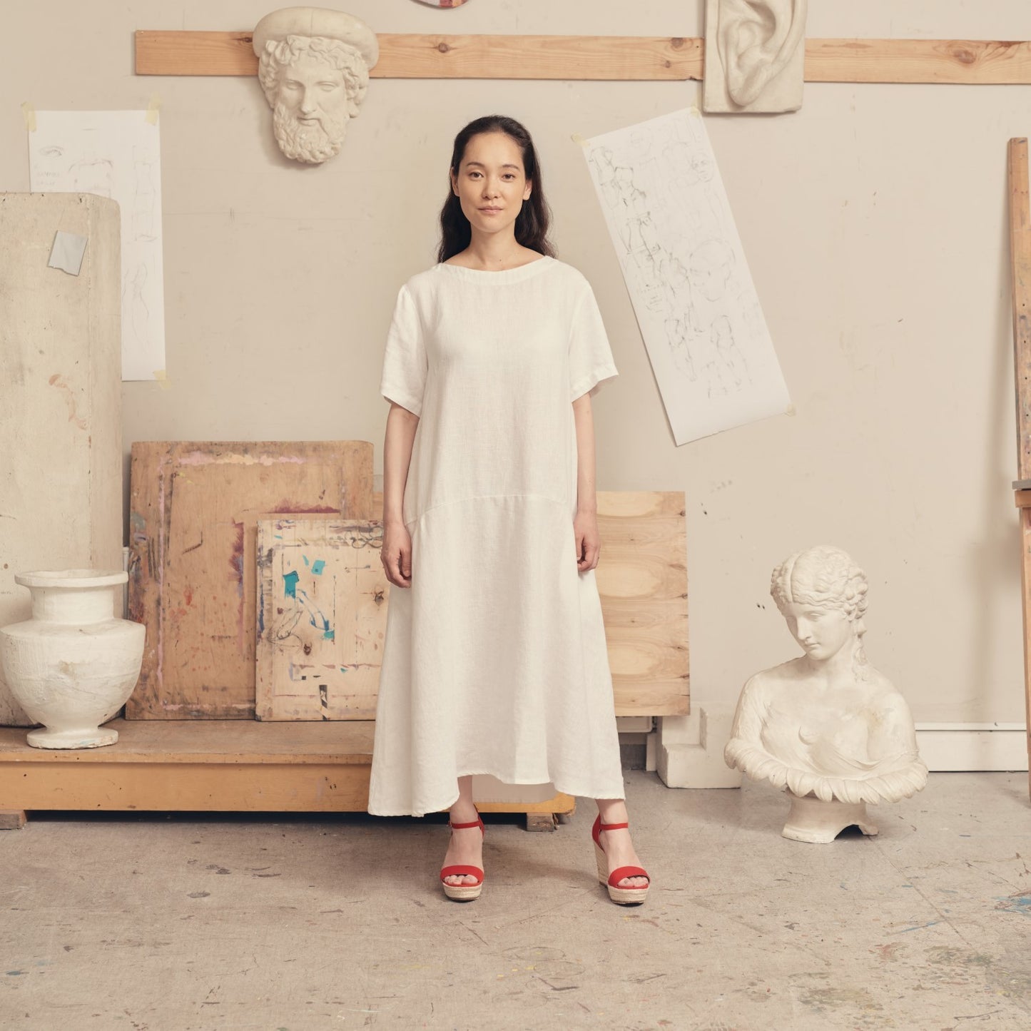Linen Speedwell Dress - Optical White
