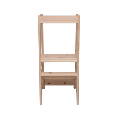 MeowBaby Wooden Kitchen Helper for Children - Natural