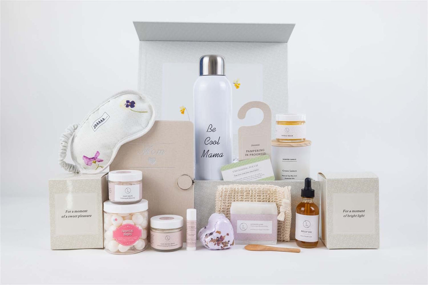 Pampering Natural Skincare Gift Set of 14 Items for New Mom