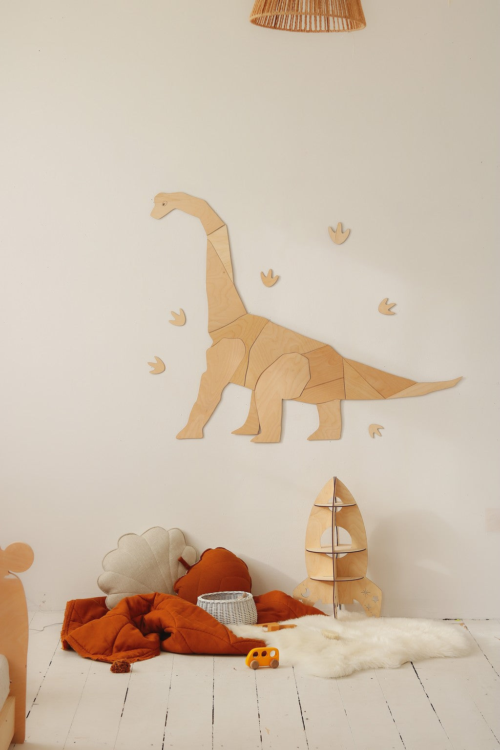 Origami Diplodocus Dinosaur – Wooden Wall Decoration, Small