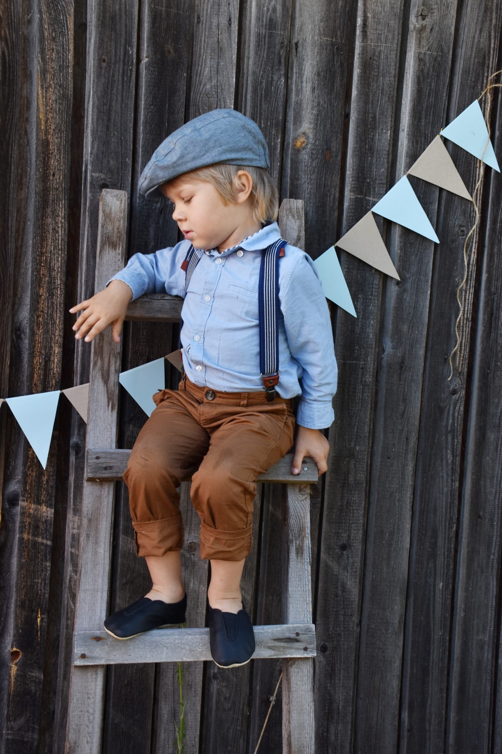 Punsa Kids Barefoot Slippers - Upcycled Leather, Blue