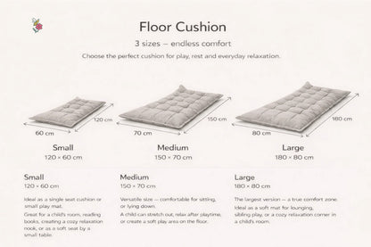 Quilted Kids' Floor Cushion, Beige, 3 Sizes Available
