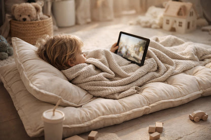 Quilted Kids' Floor Cushion, Beige, 3 Sizes Available