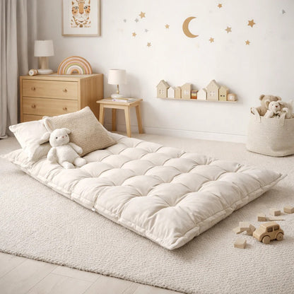 Quilted Kids' Floor Cushion, Beige, 3 Sizes Available