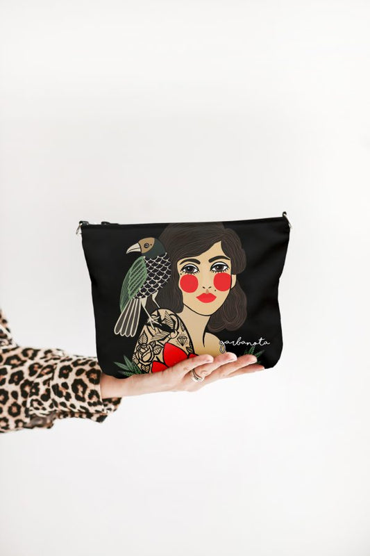 MAKEUP BAG / POUCH ROSE - BLACK