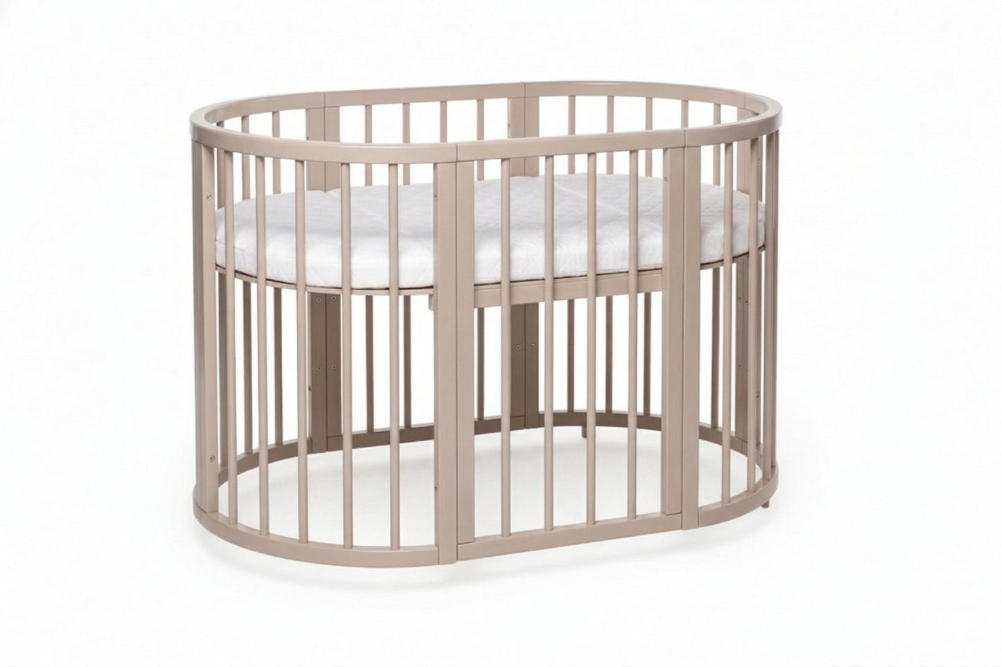 Round Baby Crib OLIN with Mattress - Cappuccino