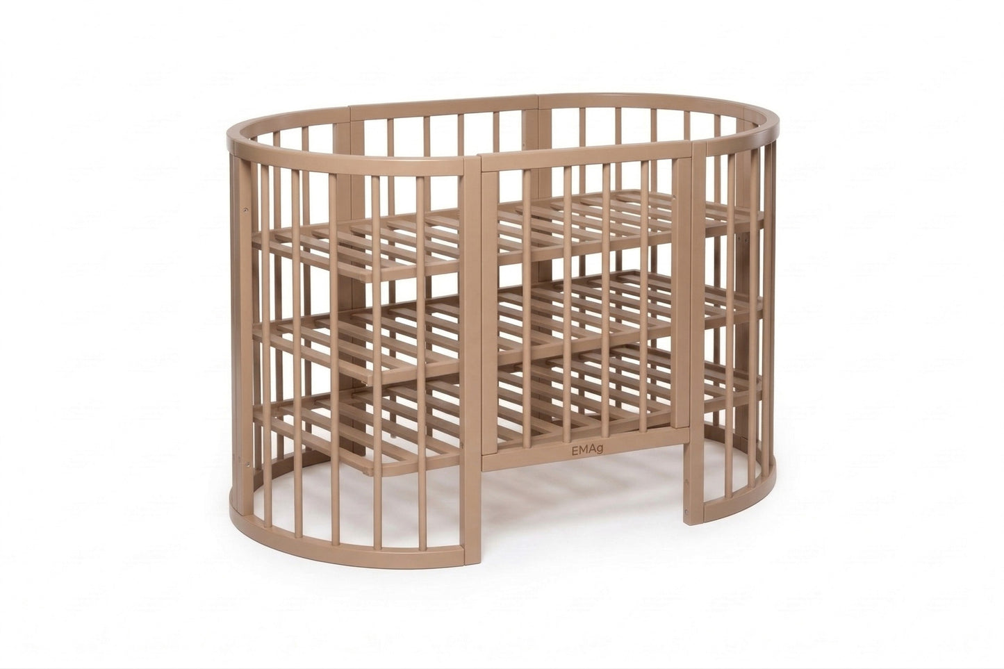 Round Baby Crib OLIN with Mattress - Cappuccino
