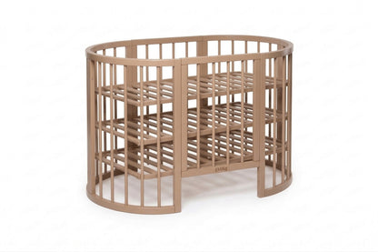 Round Baby Crib OLIN with Mattress - Cappuccino