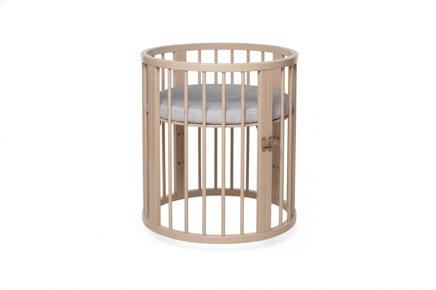 Round Baby Crib OLIN with Mattress - Cappuccino