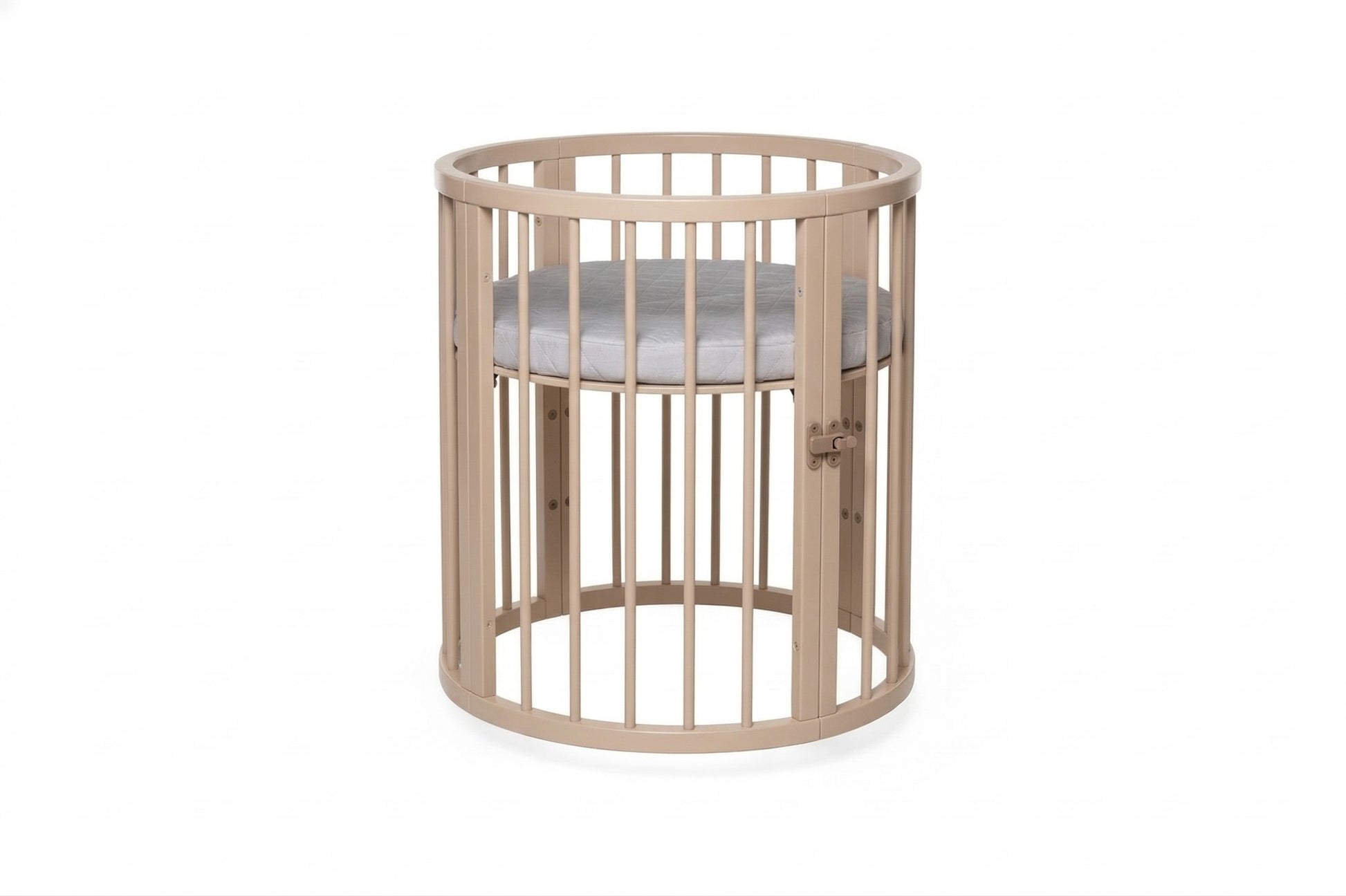 Round Baby Crib OLIN with Mattress - Cappuccino