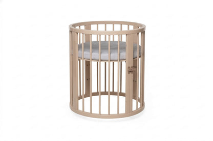 Round Baby Crib OLIN with Mattress - Cappuccino