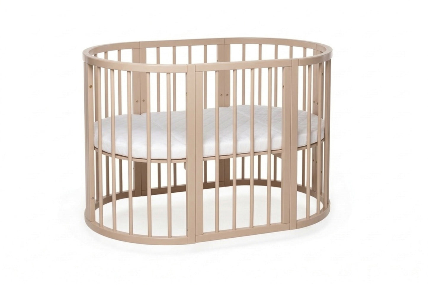 Round Baby Crib OLIN with Mattress - Cappuccino