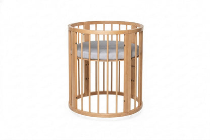 Round Baby Crib OLIN with Mattress - Natural