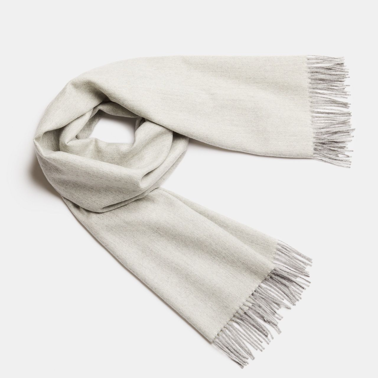 Natural Baby Alpaca Maxi-Scarf with Fringes