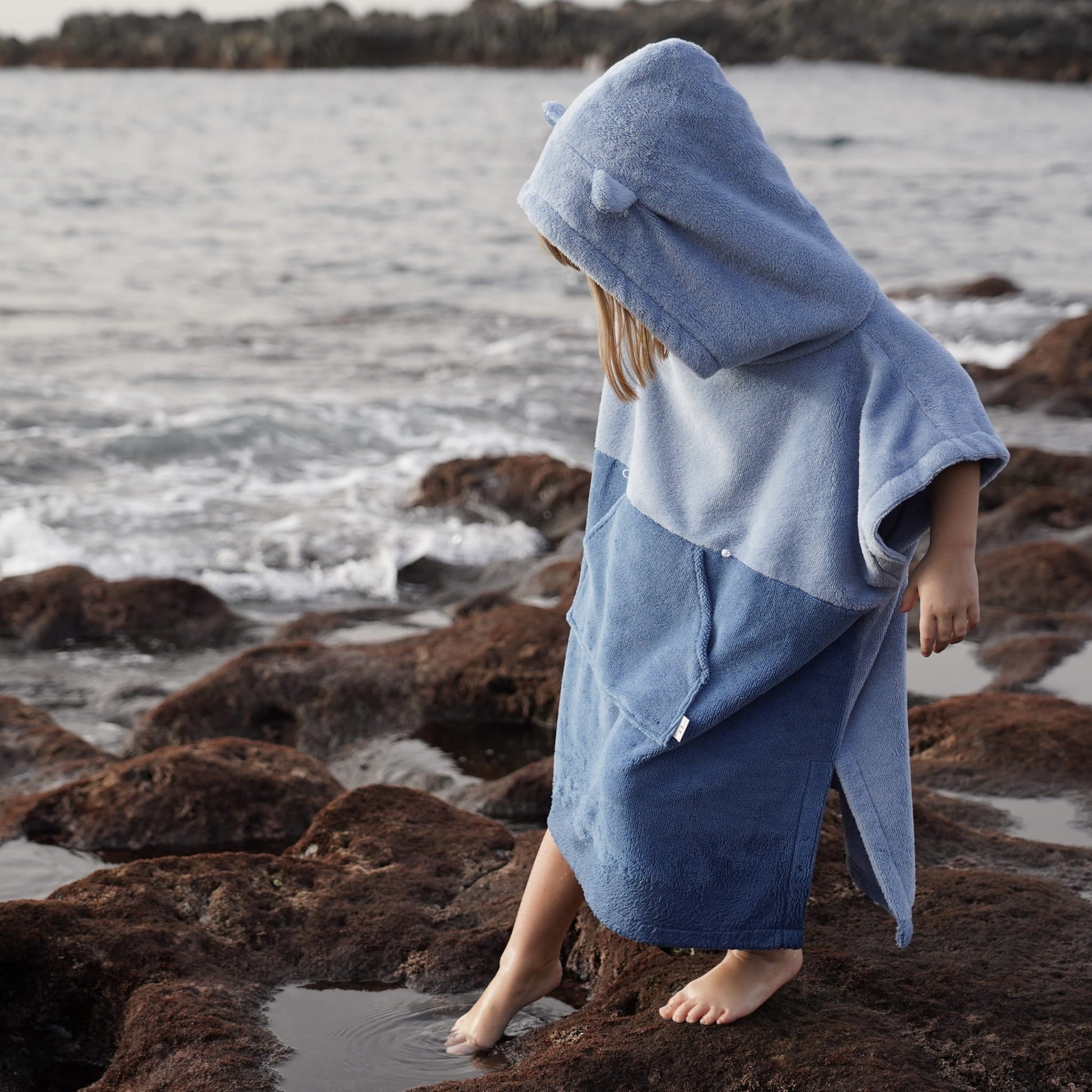 Surfbear Kids Bath Poncho - Blue