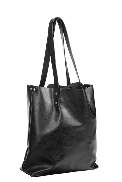 Leather Tote Bag - Black