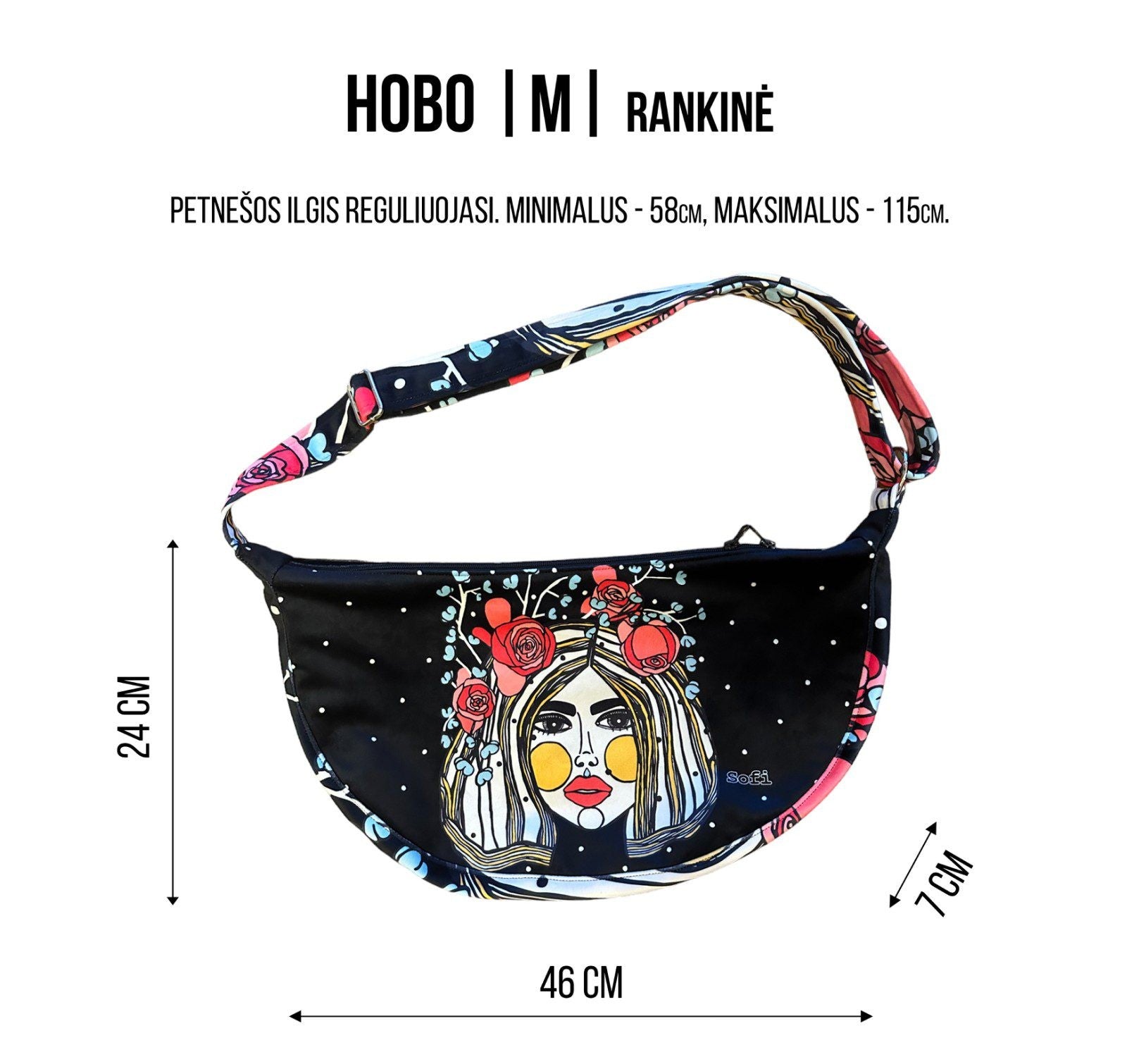 Hobo Bag - Brown Leopard Tulips