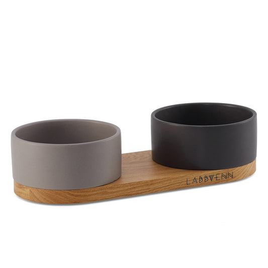 Vuku Ceramic Double Buffet - Black & Cocoa 