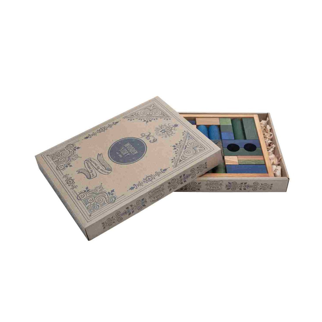 Wooden Blocks in a Box – Cold Colors, 30 Pieces