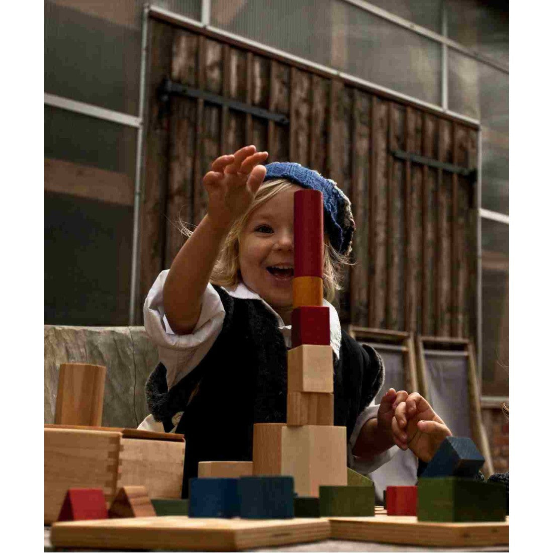 Wooden Blocks in a Box – Cold Colors, 30 Pieces