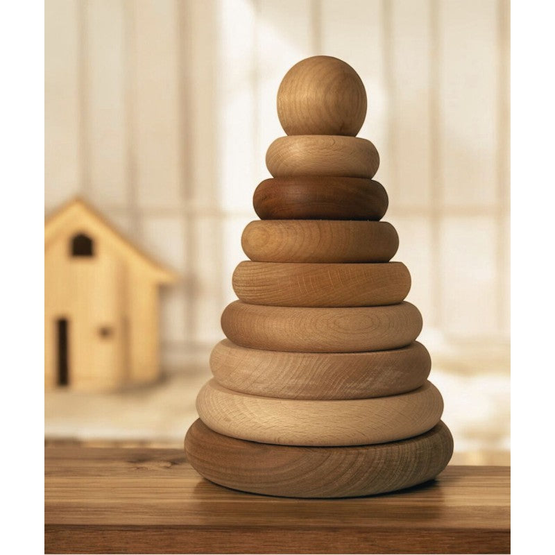 Wooden Round Pyramid - Natural